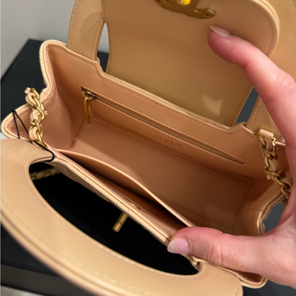 Chanel Beige Shiny Crinkled Quilted Leather Mini Shopping Bag NEW - Picture 12 of 16